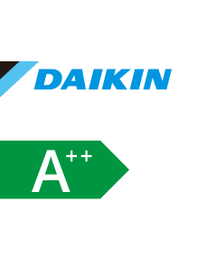 Daikin logo ja A++ energiatähis