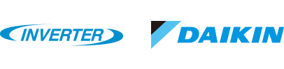 Õhksoojuspump Daikin logo ja Daikin inverter logo